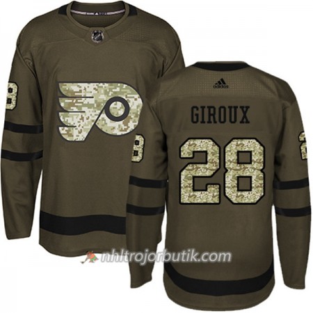 Män Ishockey Philadelphia Flyers Tröja Claude Giroux 28 Adidas 2017-2018 Camo Grön Authentic